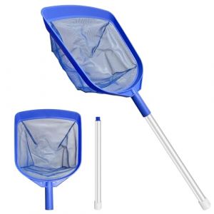 Epuisette Piscine Maille Extra Fine 43x30cm, Epuisette Piscine Fond Ave 38cm Percher en Aluminium Kit Nettoyage Piscine Epuisette Spa, Epuisette De Surface Piscine Épuisette Piscine Filet Piscine (WBbfbf, neuf)