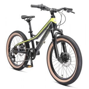 BIKESTAR VTT V&eacute;lo Tout Terrain pour Enfants de 6-9 Ans | Bicyclette 20 Pouces 7 Vitesses Shimano, Hardtail, Freins Disque, Suspension | Noir & Vert (Star-Trademarks (Concessionnaire Europ&eacute;en), neuf)