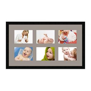 Cadres Photos p&ecirc;le m&ecirc;le multivues TV Grey 6 Photo(s) 20x15 Passe Partout, Cadre Photo Mural 75x43 cm Noir, 3 cm de Largeur (RK Cadres, neuf)