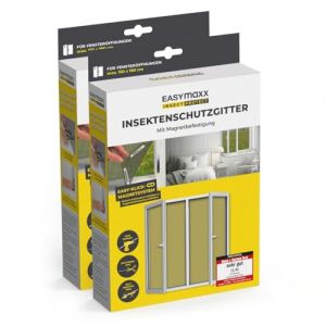 EASYmaxx Moustiquaire de fen&ecirc;tre avec Fixation magn&eacute;tique innovante | Moustiquaire jusqu'&agrave; 150x180 cm d&eacute;coupable Individuellement, Pas de per&ccedil;age ni de vissage | Fixation avec 12 aimants [2 Pi&egrave;ces] (DS e-Sales GmbH, neuf)