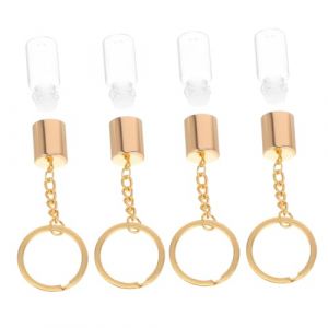 CALLARON 4pi&egrave;ces Lot De Bouteilles Verre Transparent Porte-cl&eacute;s Mini Flacon De Parfum Vide Pendentif Avec Bouchon &agrave; Vis Bouteille Vide De Rangement (Raindrops On Roof, neuf)