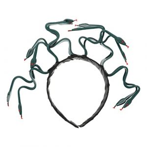 Homoyoyo Coiffe Serpent M&eacute;duse Taille Unique Accessoire Cosplay Halloween pour Adultes F&ecirc;te D&eacute;guisement Serrage-t&ecirc;te Plastique Vert Fonc&eacute; (S Wisdom HF, neuf)