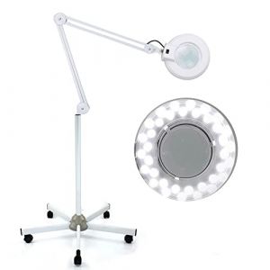 24W LED Lampe Loupe sur Pied Loupe Eclairante Lampe Esthetique Professionnel 5 Dioptres Lampe à Bras Pivotant Réglabl pour Salon de Beauté, Coiffure (Aninze, neuf)