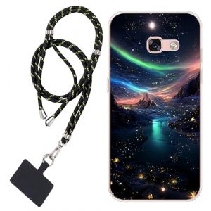 WUACYEAMING Coque pour Samsung Galaxy A3 (2017),Transparent Antichoc Mince Doux TPU pour t&eacute;l&eacute;phone Portable &Eacute;tui Flexible Vue la Montagne+1*Universelle Cordon Telephone Portable (WUACYEAMING, neuf)