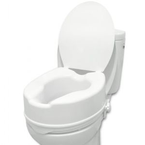 PEPE - Rehausseur WC Adulte 15 cm, Toilette Rehausseur de WC pour Personne Âgée, Siège Toilette Handicapé, Rehausseurs de Toilettes, Surelévateur WC, Rehausseur WC avec Couvercle (KMINA, neuf)