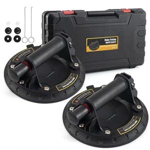 Lot de 2 Ventouse à Vide Robuste Poignée en ABS WUERQIE Ventouse de Levage en Verre, Capacité de Charge de 150kg, Ventouse Industrielle pour le Levage de Surfaces Planes (Inclut Outils Portable) (Euro-Grip&Glam, neuf)