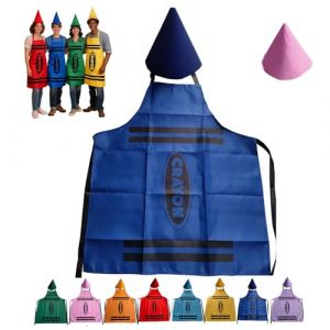 Tabliers crayon et chapeaux coniques de nain, costume de crayon de couleur crayon et chapeaux coniques amusants, pour adultes, hommes, femmes, groupe familial, d&eacute;guisement amusant (B) (milan DERT, neuf)