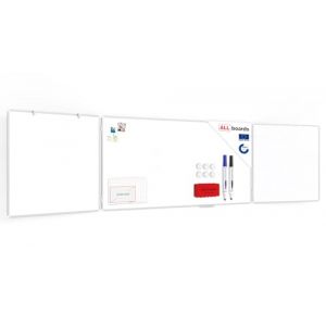 ALLboards Tableau Blanc Scolaire Type Triptyque avec Cadre en Aluminium 200x100cm//400cm, Tableau Blanc Magnétique Whiteboard avec 2 Ailes (ALLboards France SARL, neuf)
