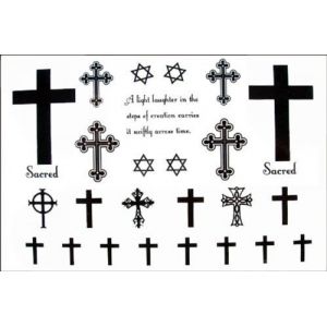 Tatouage de mode autocollants étanche croix hexagramme faux tatouage (INTEROOKIE, neuf)
