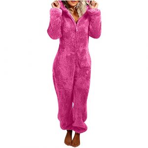 Combinaison Pyjama Femme Grenouillere Femme Combi Pyjama Tout En Un Chaud En Polaire,Combinaison Pyjama Barboteuse Polaire Capuche V&ecirc;Tement En Peluche Nuit Adulte Costume Loungewear Grenouill&egrave;Re, (LiCaiYinShua, neuf)
