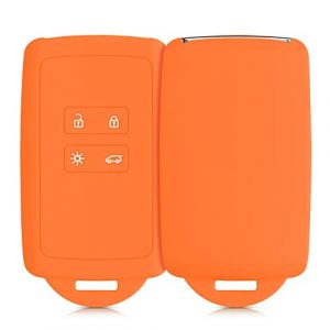 kwmobile Accessoire clé de Voiture Compatible avec Renault Smart Key 4-Bouton (Keyless Go Uniquement) - Coque en Silicone Souple avec Embout Porte-Clé - Orange fruitée (SX-Commerce, neuf)