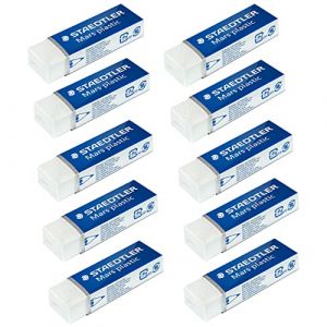 Staedtler Mars Gomme Plastique Caoutchouc - 526 - Crayon, école, bureau, dessin - Blanc - Lot de 10 (OMGHC., neuf)