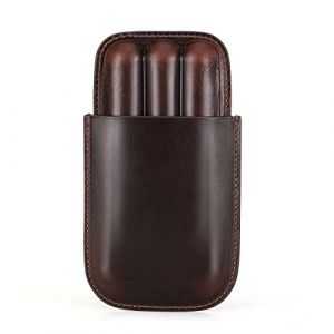 Hiram - &Eacute;tui &agrave; cigares en cuir v&eacute;ritable avec humidificateur portable multifonctionnel pour voyage - Bo&icirc;te &agrave; cigares et &eacute;tui &agrave; pipe &agrave; tabac pour hommes, 16*10.8*2cm, R&eacute;tro (Hiram Fashion, neuf)