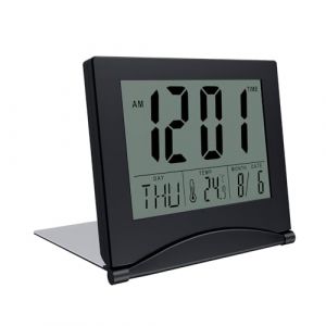 MMOBIEL Horloge avec Date et Jour Darty LCD Alarme de Voyage Pliable – Digitale Réveil Numérique - Horloge de Bureau, Table avec Indication de la température et de la Date – Noir (Menko Telekom, neuf)