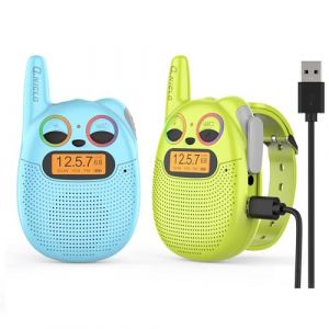 QNIGLO Q136 Radio Talkie Walkie Enfants Rechargeable USB,2-5Km Communication bidirectionnelle, Outils de randonnée et de Camping,Cadeau Fille Anniversaire Jouet Garcon 3 4 5 6 7 8-12 Ans (BleuVert) (Qniglo, neuf)