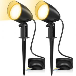 LINKE Spot LED Extérieur Jardin avec Piquet 20W, 2 Pack 1880LM Blanc Chaud 2700K, Aluminium Solde, Étanche IP66, Éclairage Extérieur LED à Piquer pour Jardin, Cour, Arbre, Pelouse, Plantes, Chemin (hualing-Direct, neuf)