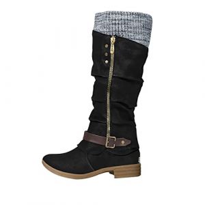 Bottes Pour Femme Botte Boots Mollets Larges Bottines Plateforme Bottine Noires &Agrave; Lacets Chaussures Hiver Santiag Grand Froid Talon Hautes Cuir Blanches Western Plate Cuissarde Marron Cavali&egrave;res Noir (Jibian, neuf)