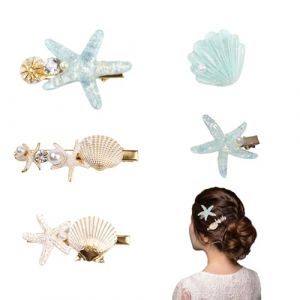 5 Pièces Pinces à Cheveux en Forme d'étoile de Mer, Pince à Cheveux Coquillage, Barrette à Cheveux en Forme d'étoile de Mer, Barrette Cheveux Coquillage, Pince Cheveux Étoile de Mer pour Filles Femmes (HB ELECTRONICS LIMITED, neuf)
