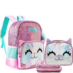 HTgroce Cartable a Roulette Fille, 3 in 1 Sac a Dos Roulette Fille Primaire école,Cartable Fille Primaire Fille Primaire Cadeau Sac De Cartables Scolaires Adolescents Cartable léger Cadeau Scolaire (Lldaily EUR, neuf)