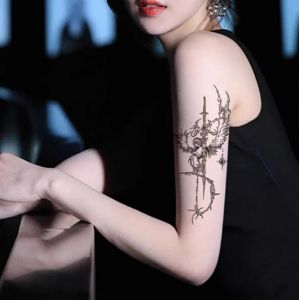 Tatouage Temporaire Semi-Permanent À Base De Plantes Pour Bras D'Ange Et Croix D'Épine, Durée De 2 Semaines, Faux Tatouage Pour Hommes Et Femmes, Imperméable (YUZHIQUAN, neuf)