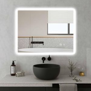 Sanitemodar Miroir Lumineux Salle de Bain 70 x 90 cm, Bande Lumineuse &agrave; Largeur Uniforme, Anti-bu&eacute;e, Lumi&egrave;res Tricolores, Interrupteur Tactile (Sanite Modar, neuf)