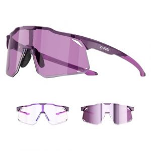 KAPVOE Lunette de Cyclisme Photochromique Homme Femme Anti-UV400 Lunette de Soleil Sport Lunette V&eacute;lo Route TR90 Cadre Lunette VTT Transparente Lunette Cycliste Running Conduite Course Violet (kapvoe, neuf)