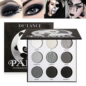 Palette D'ombres à Paupières Smoky Noir, DE'LANCI PANDA Palette D'ombres à Paupières Noir Foncé et Gris Fumé,Palette de Maquillage Gothique,Ombres Noires,Blanches et Grises Pour Halloween (DE'LANCI Direct, neuf)