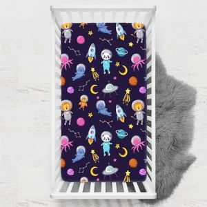 Odot Drap Housse pour Lit de Bébé, Impression de Ciel étoilé Draps Housses Enfants Respirant Douce Extensible Protège Matelas pour Lit Bébé, Berceau, Lit Parapluie (65x95 cm,météorite) (Odot, neuf)