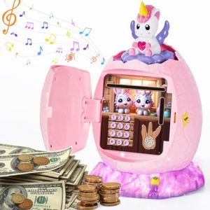 Yellcetoy Tirelire Electronique pour Enfant, Licorne Tirelire Coffre Fort avec Code de Sécurité, Musique et Lumière, Cadeaux de Pâques, d'anniversaire et de Noël pour Filles (Yellcetoy, neuf)