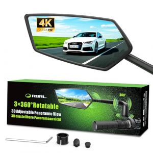 RBRL Rétroviseur de vélo | 3D réglable pour une vision panoramique | Rotation à 360° et pliable | Rétroviseur en verre véritable incassable | Rétroviseur de guidon compact durable pour vélo (Professional bike accessories store, neuf)