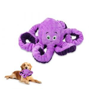 Jinfanshurich Jouet pour chien indestructible, en forme de pieuvre, peluche couinante, jouet interactif indestructible, pour chiens de petite, moyenne et grande taille, violet (KingfanshuRICH, neuf)