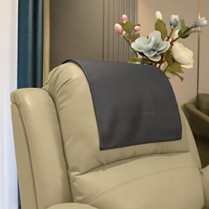AmazeCov Housse d'appui-t&ecirc;te pour si&egrave;ge tapissier,Protection d'appui-t&ecirc;te en Simili Cuir pour Fauteuil inclinable, Housse de Fauteuil de cin&eacute;ma pour la Maison ou Le Bureau (Gris Fonc&eacute;) (MIn kui GM188, neuf)