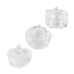 WRITWAA 3pi&egrave;ces Verre Avec Couvercle Godet &agrave; Ongles R&eacute;cipient Pour Liquide Acrylique (Saieli, neuf)