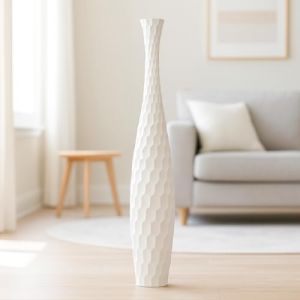 Leewadee Grand Vase A Poser Au Sol pour Branches D&eacute;coratives De Pampa, Vase en Bois De Manguier, 105 cm, Blanc (Leewadee, neuf)