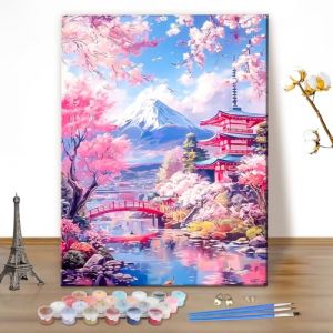 MEIYUDA Peinture par Numero Adulte, Paysage japonais Kit de Peinture &agrave; l'Huile sur Toile par Num&eacute;ro, Decoration Maison Cadeau 40x50cm(sans Cadre) (JINBEIKANG, neuf)