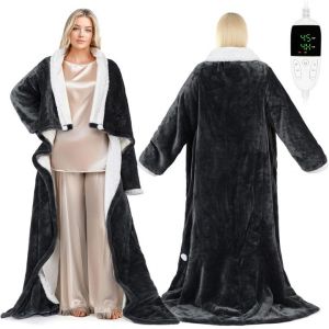 Couverture Chauffante USB, Couverture Chauffante Portative avec Manches et Poches à Pieds,Plaid Électrique Portable 180x130 cm,6 Niveaux de Chaleur,Arrêt Automatique, Lavable en Machine (130 * 180cm) (PRUTEANU STORE S.R.L., neuf)