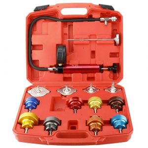 FreeTec 14pcs Testeur Systeme de Refroidissement, Kit Testeur Pression Radiateur, Universels Testeur Fuite Liquide Refroidissement, Appareil Test Radiateur avec Pompe et Adaptateur (FreeTec, neuf)