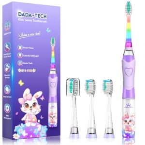 Brosse à dents électrique pour bébé, brosses à dents pour tout-petits avec minuterie LED intelligente et technologie sonique pour nourrissons de 0 à 3 ans (Enfant Lapin Violet) (Dada-Pro, neuf)