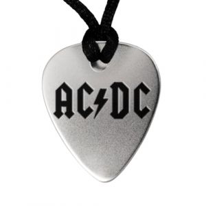 Collier médiator de guitare en argent sterling 925- AC/DC - Pendentif médiator guitare - Texte personnalisé gratuit sur votre dos (en option) -Accessoires pour guitares. (PÚASdePLATA., neuf)