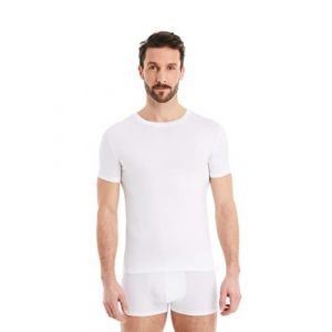 FINN Maillot de Corps Business pour Homme &agrave; Manches Courtes avec Col Rond - sous-Maillot en Tissu Original Lenzing&reg; Modal - Le T-Shirt Parfait sous Une Chemise et Un Costume Blanc 5XL (FINN Design, neuf)