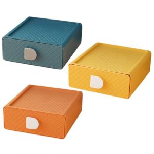 FOMIYES Lot De 3 Bo&icirc;tes De Rangement &agrave; Tiroirs Petites Organiseurs De Bureau Multifonctions Trousse De Maquillage Couleurs Orange Cr&eacute;puscule, Jaune Mangue, Bleu Calme Pour Maison, Bureau, &Eacute;l&egrave;ve (Yaoys, neuf)