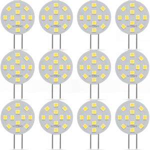 SANSUN Lot de 12 ampoules LED G4 2 W &eacute;quivalent halog&egrave;ne 20 W G4/GU4/GZ4 &agrave; double broche AC/DC12 V 5000 K grand angle 120 &deg; non r&eacute;glable (blanc froid) (SANSUN lighting, neuf)