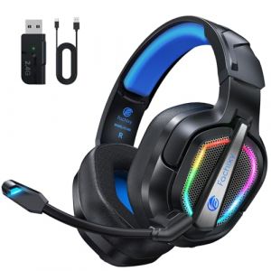 Fachixy FC200 Casque Gaming sans Fil, 2.4GHz Casque Bluetooth sans Fil avec Micro pour PS5, PS4, PC, Switch, Mac, Mobile, Casque Gaming Pliable avec Son St&eacute;r&eacute;o et &Eacute;clairage LED, Batterie de 50h (CLOUD KIDS LIMITED, neuf)