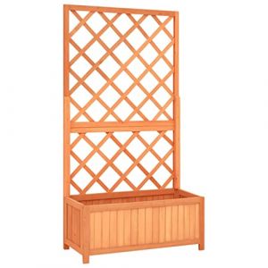 vidaXL Jardinière avec Treillis, Bois de Sapin Massif, Marron, 70x30x135 cm, Bac à Fleurs pour Terrasse et Jardin, Carré Potager, Support en Bois (MOOD ZOLA Kft., neuf)