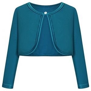 BONNY BILLY Gilet Fille Manches Longues Tricot Court Boléro Cardigan Enfant Fille 8-9 Ans Vert Foncé (BONNY BILLY CLOTHING, neuf)
