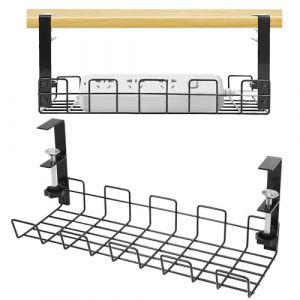 Plateau de Gestion des Câbles sous Le Bureau, Rangement Cable Bureau,étagère de câbles sous Le Bureau pour la Gestion des Fils,Chemin de Câbles en Fil Métallique Panier en métal Robuste,Set de 1 Noir (MIMIGINODE, neuf)