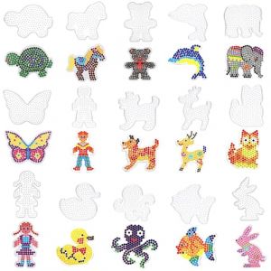 Plaque Perle a Repasser, 15 Pièces Transparente Support Perles à Repasser, Modèles de Perles à Repasser avec Modèles de Papier (hengtwo, neuf)