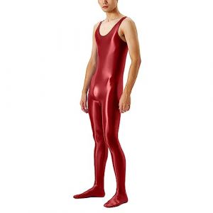 Combinaison de compression pour homme - Effet mouillé - T-shirt de compression Rashguard - Manches longues - En latex - Avec pantalon de compression - Pour le fitness, la gym, le yoga, T rouge., M (SDFKLJV, neuf)