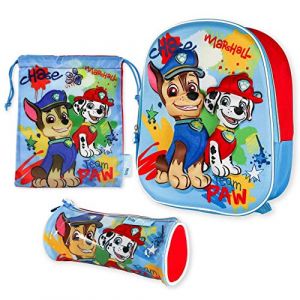 Sac a Dos Enfant 3D, Sac a Cordon, Trousses - Pat Patrouille | Pack de Cartable Garcon et Fille 3 Ans, Cartable Maternelle Garcon | Matériel Scolaire Enfant pour l'École | Rentrée Scolaire Paw Patrol (BONNYCO, neuf)