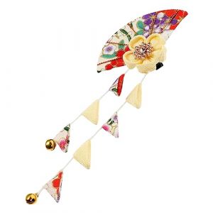 TOGEVAL Coiffe Japonaise Kimono Pince à Cheveux à Pompon Taille Unique Jaune Accessoires Pour Cheveux Féminins Pour Cosplay Festival Anniversaire Et Tenue Traditionnelle (BOBOLING, neuf)